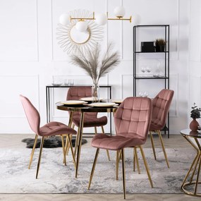 Étkezőgarnitúra 4 db. Rózsaszín Lucky székkel. Asztal: TINGA 100 cm