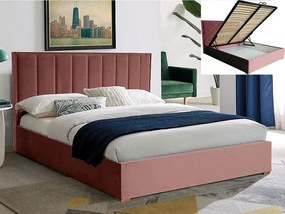 Marani Velvet ágyneműtartós ágykeret rózsaszín 140cm
