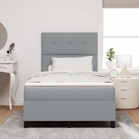 Boxspring Ágy Matraccal Világosszürke Kis Kétszemélyes Szövet