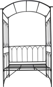 Outsunny Fém Rózsaív Kúszó Növény Támogatás Kerti Ív Padlóval Rózsákhoz 115 x 50 x 203 cm Fekete | Aosom