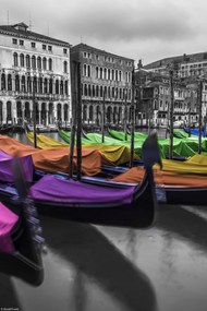 Poszter 20x30cm GondolĂĄk parkolnak a Grand Canale 2-ben, Assaf Frank