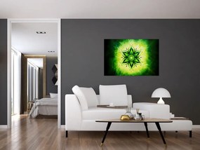 Kép - Virág mandala zöld háttérrel (90x60 cm)