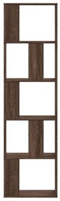 5 szintes barna tölgy szerelt fa könyvespolc 45x23,5x162,5 cm