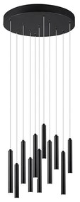 Fekete függőlámpa, háromlépcsős, 11 lámpával - Tubas