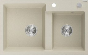 Mexen Tomas 2 medencés gránit mosogató, 800 x 500 mm, bézs, krómozott szifon - 6516802000-69