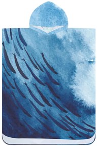 Poncsó törölköző WHALES kék 80×145 cm