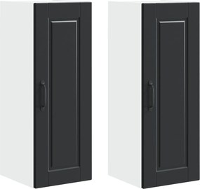 vidaXL Konyhaszekrény polcokkal 2 pcs Fekete 30 x 31 x 80 cm Faanyag