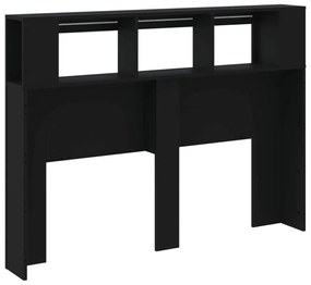 fekete szerelt fa LED-es fejtámla 140x18,5x103,5 cm