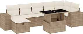 vidaXL 8 részes bézs polyrattan kerti ülőgarnitúra párnával