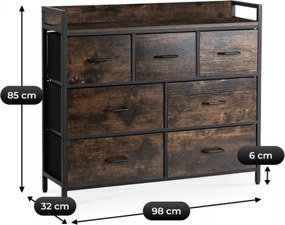 Komoda z Szufladami HUDSON 98 cm Dąb Rustykalny/Czarny