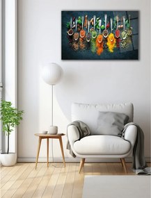 Edzett üveg fali dekoráció, fűszerek, 46x72 cm