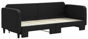fekete kihúzható szövet heverő 80 x 200 cm