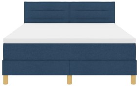 Box Spring Ágy Matraccal Kék 140x200 cm Vászon