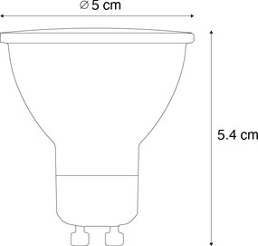 5 darabos GU10 50 mm-es LED izzókészlet, átlátszó, 3W, 200 lm, 2200K