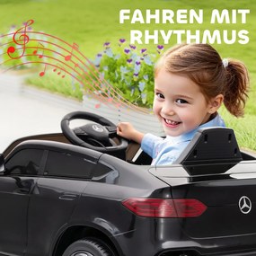 AIYAPLAY Elektromos gyerekautó, 12 V-os távirányítóval, LED lámpákkal, zenével, 3 sebességfokozattal, fekete