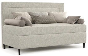 Szürkésbézs kárpitozott egyszemélyes ágy 90x200 cm Alba – Maison de Rêve