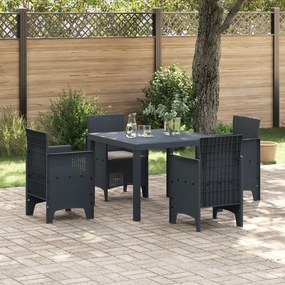 5 darabos kerti étkezőkészlet párnákkal Antracit Poly Rattan