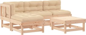 vidaXL 5 részes tömör fa kerti ülőgarnitúra párnával