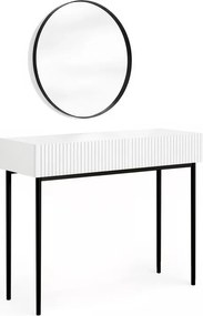 Nicole fésülködőasztal fekete tükörrel 60 cm - matt fehér / fekete lábak