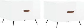 vidaXL 2 db magasfényű fehér szerelt fa dohányzóasztal 50 x 50 x 40 cm