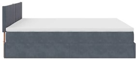 Ottomán ágykeret matraccal sötétszürke 200x200 cm bársony
