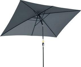 Outsunny Alumínium Napernyő 200x300x253 cm Téglalap Formájú Kertiparaván Kurblival és Eltávolítható UV-ellenes Rúddal Teraszra, Medence Mellé, Kültéri
