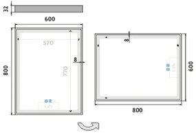 NIMCO ZP 13002VX - LED Fürdőszobai tükör háttérvilágítással 3000-6500K 80x60 cm IP44
