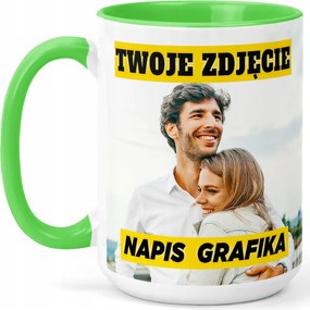 Bögre XXL Zöld saját felirattal Apu anyukájának 450ml Ajándék