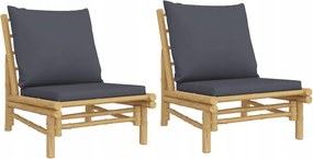 Kerti Fotel Bambusz , 2 db, sötétszürke párnák