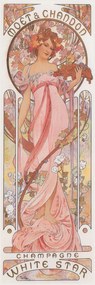 Festmény reprodukció Moët & Chandon White Star Champagne (Beautiful Art Nouveau Lady, Advertisement) - Alfons / Alphonse Mucha, (20 x 60 cm)