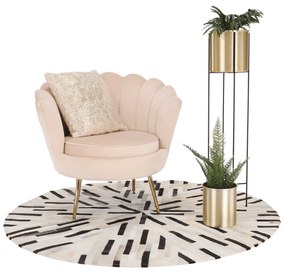 Fotel Art-deco stílusban, bézs Velvet anyag/gold chróm-arany, NOBLIN