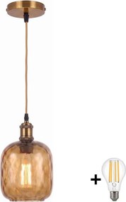BRILAGI - LED kábeles csillár RETRO GLASS 1xE27/60W/230V átm.14cm arany/füstös barna