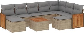 vidaXL 10 részes bézs polyrattan kerti ülőgarnitúra párnával