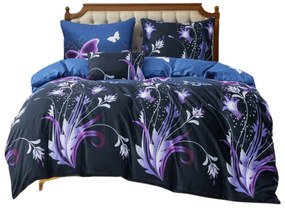 Mikroszálas ágynemű VIOLET BUTTERFLY sötétkék Ágyneműhuzat mérete: 70 x 90 cm | 140 x 220 cm