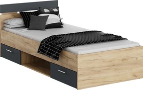 Ágykeret, 90x200, artisan tölgy/grafit, MICHIGAN NEW