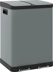 HOMCOM 2 x 30L Pedálos Szemetes, Fedéllel, Fém Hulladékgyűjtő, Műanyag Belső Zsákkal, Csendes Záródás, Nappaliba és Irodába, 48.8 x 39.5 x 67 cm | Aos