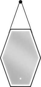 Mexen Orla LED világítású fürdőszobai tükör, 50 x 70 cm, 6000K, páramentes, fekete keret - 9815-050-070-611-70
