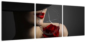 Kép - Nő egy rózsával (órával) (90x30 cm)