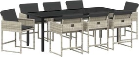 vidaXL Kert étkező szett 9 pcs Világosszürke polirattan