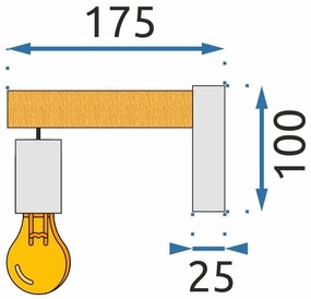 Szerszámlámpa, fali lámpa 1xE27 APP972-1W LINE, fekete-barna, OSW-03241