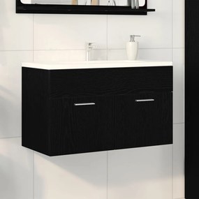 Fürdőszobai Mosdókagyló Szekrény Fekete Tölgy 90x38,5x46 cm Műanyag