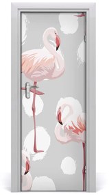 Ajtóposzter öntapadós Flamingók és pontok 75x205 cm