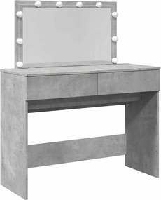 vidaXL betonszürke fésülködőasztal LED-del 100 x 40 x 120 cm