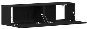 fekete tölgy színű szerelt fa TV-szekrény 120x30x30,5 cm