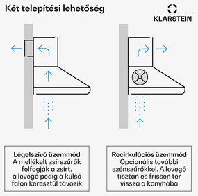 Klarstein Lumio Neo, retró kéményes páraelszívó, 60 cm, 610 m³/ó, nemesacél, fekete