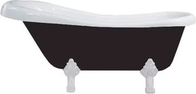 Luxury Retro szabadon álló fürdökád akril  170 x 75 cm, fehér/fekete, láb fehér  - 53251707575-20 Térben álló kád
