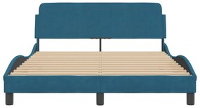 kék bársony ágykeret fejtámlával Dover 140 x 200 cm