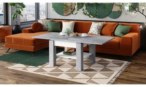 Átalakítható CALEB konferencia/étkezőasztal emelhető lappal, szürke beton/fehér