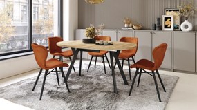 Mazzoni ALDO Arany Craft tölgy/fekete lábak - LOFT/IPARI STÍLUSÚ BŐVÍTHETŐ KEREK ASZTAL NAPPALIBA/ÉTKEZŐBE "Y" ALAKÚ LÁBAKKAL