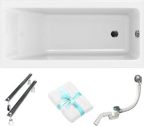 Crea Slim téglalap alakú akril kád 160x75 lábszifon törölköző